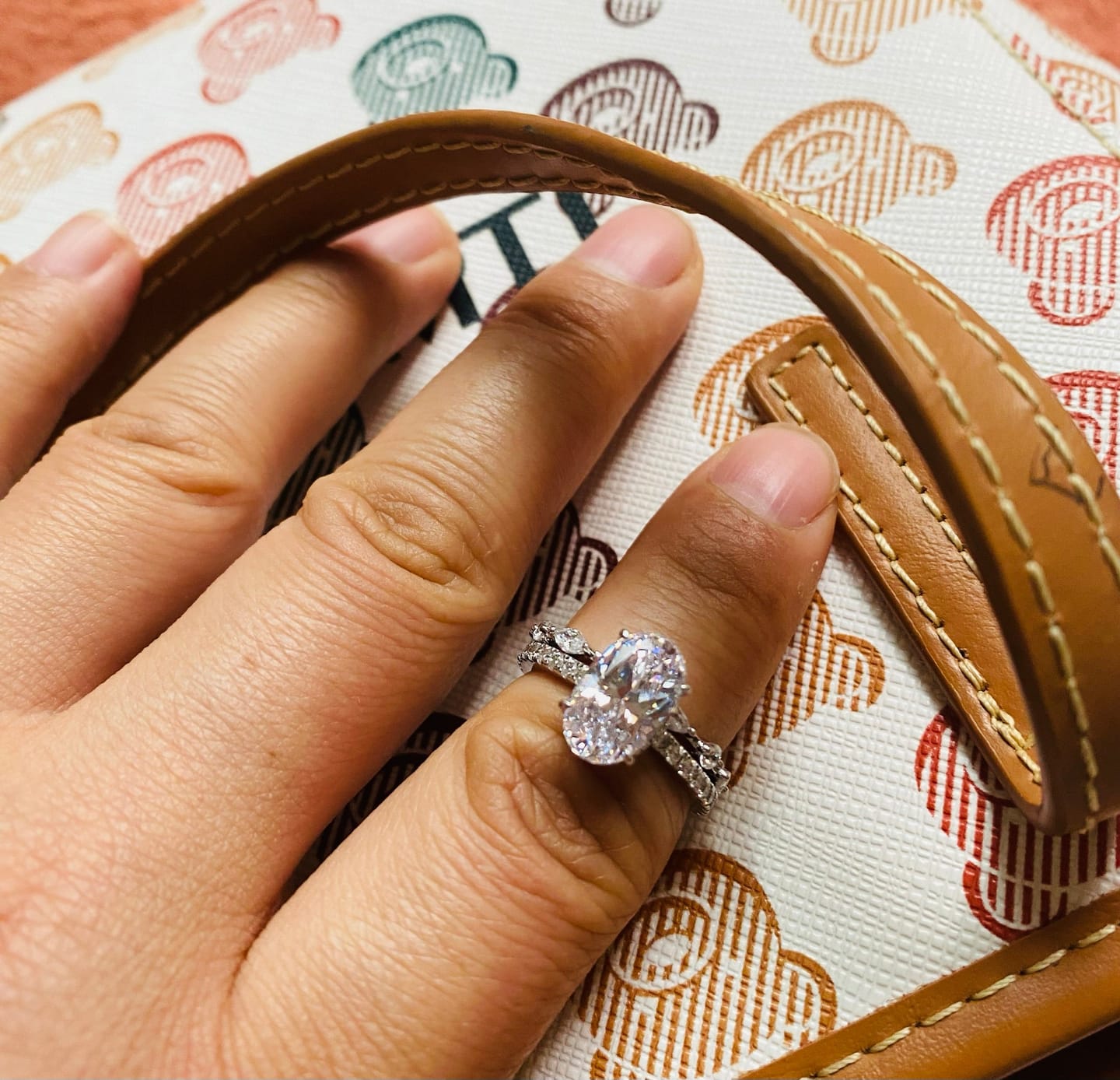 Customer photo review of S925 Attractive 2PC 2.5Ct Oval Cut Bridal Wedding Ring Set Stackable Ring Set For Daily Wear