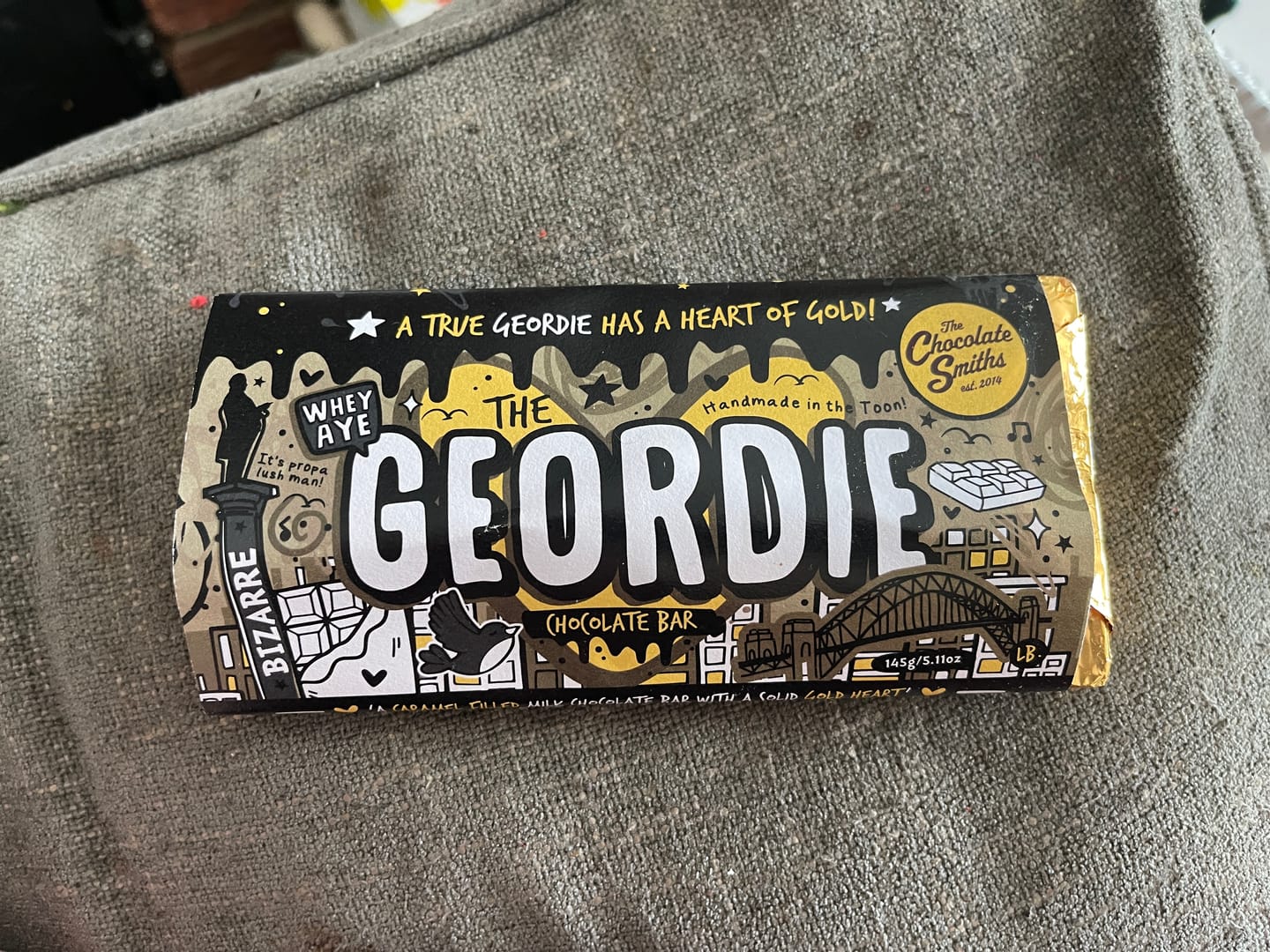 Customer photo review of The Geordie Bar double chocolate and caramel filled bar 145g