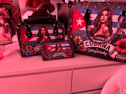 Customer photo review of I didn't choose to be Cubana - Personalized Leather Handbag CUB01