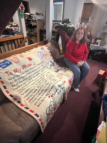 Customer photo review of Mom - Giant Post Card Blanket