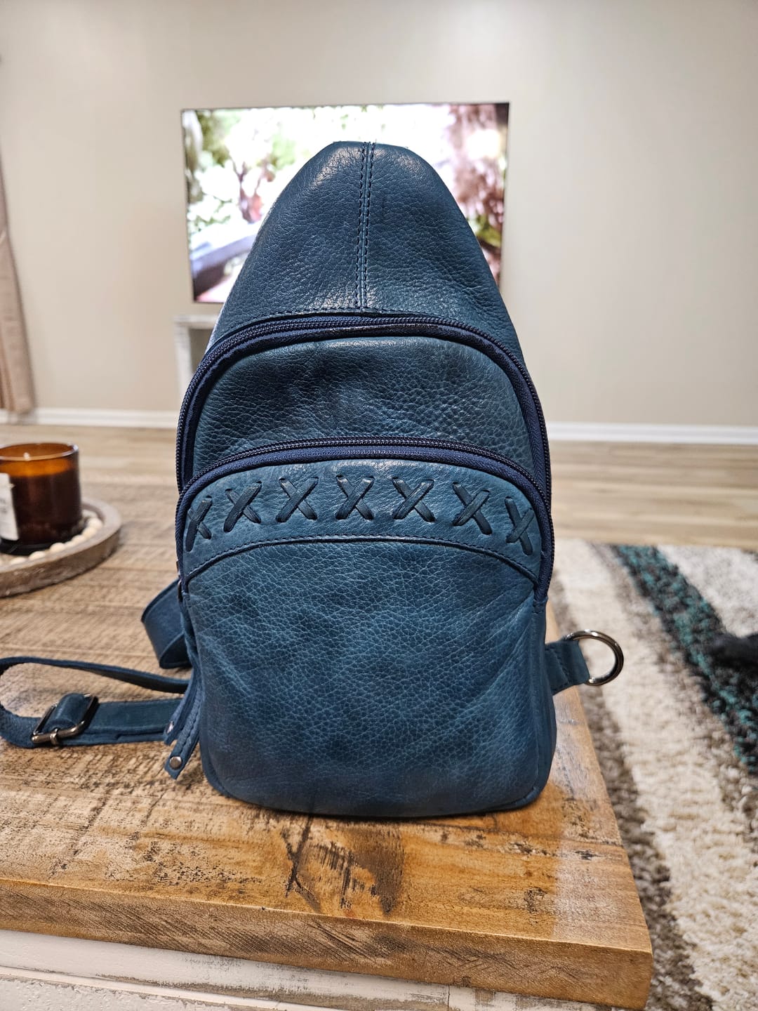 Customer photo review of Taylor Leather Sling Backpack