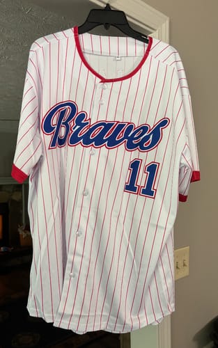 Customer photo review of Custom Mens Personalized Pinstripe Baseball Jersey Team Sport Uniforms