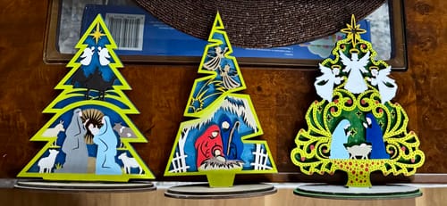 Customer photo review of Standing Nativity scene tree ornaments laser cut svg file
