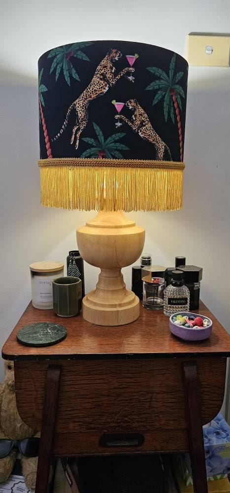 Customer photo review of Cocktail Cheetah Tassel Drum Lampshade Black