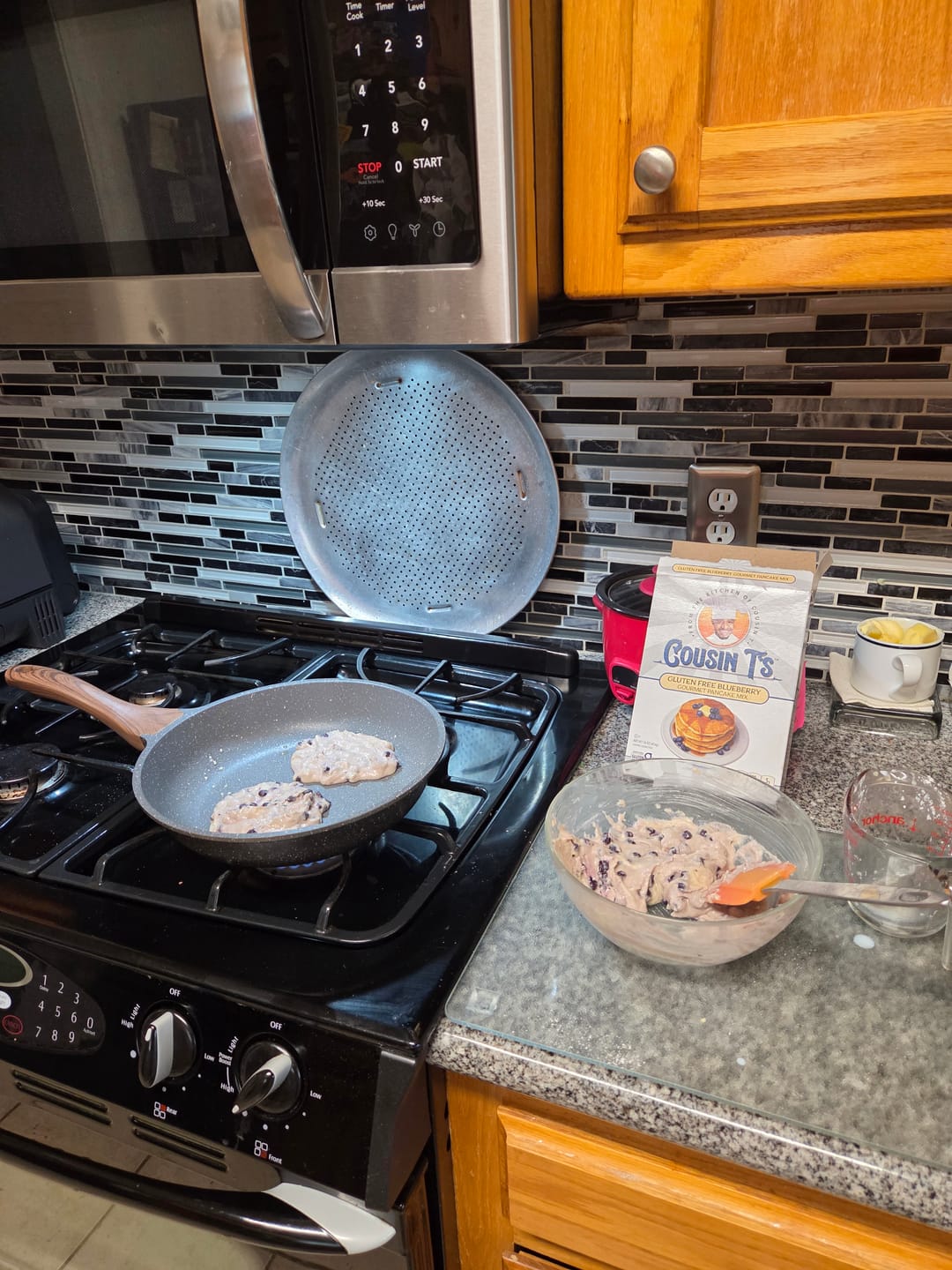 Customer photo review of Cousin T's Gourmet Gluten Free Blueberry Pancake Mix