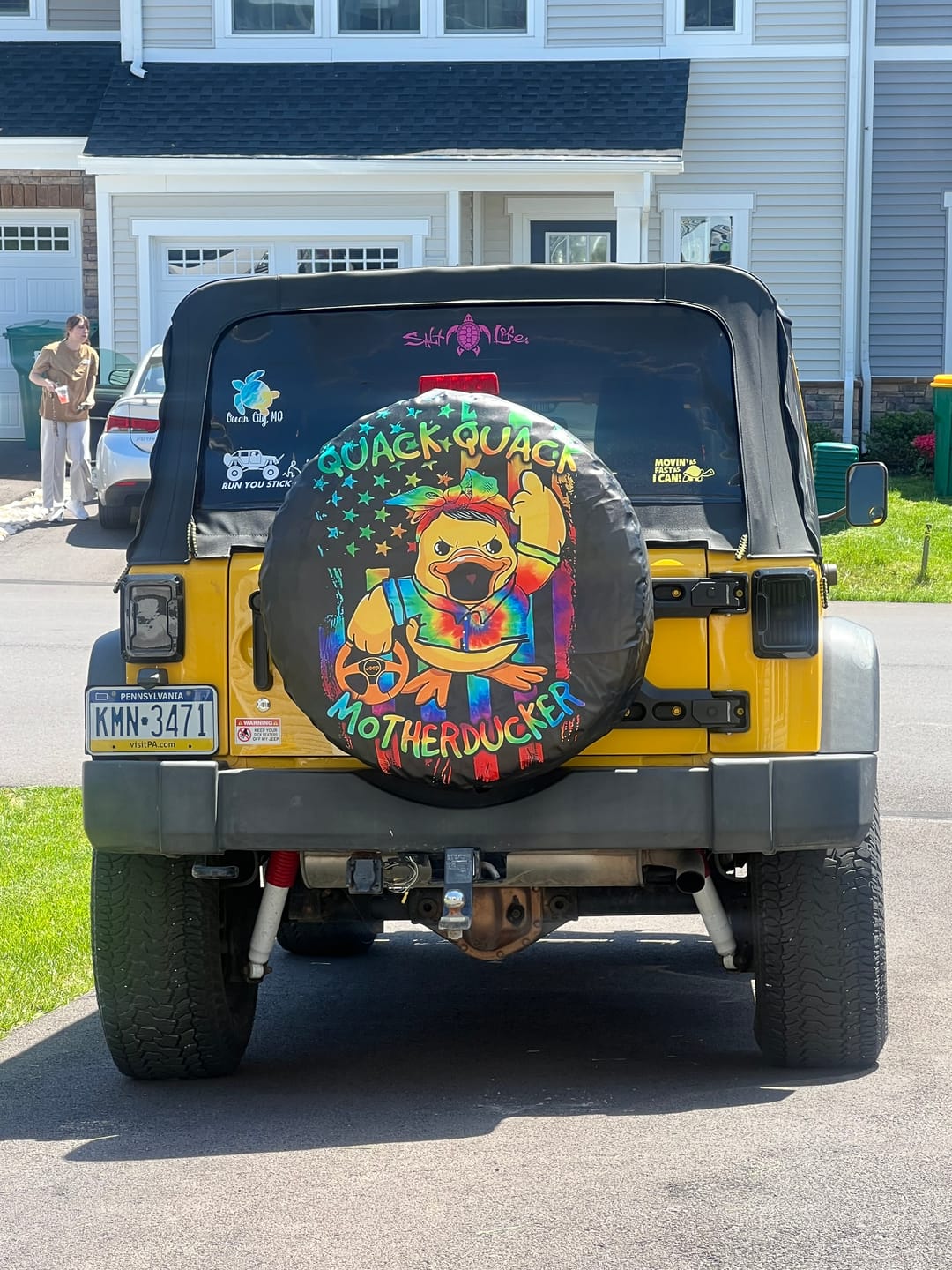 Customer photo review of Quack Quack Motherducker Jeep Automotive Spare Tire Cover