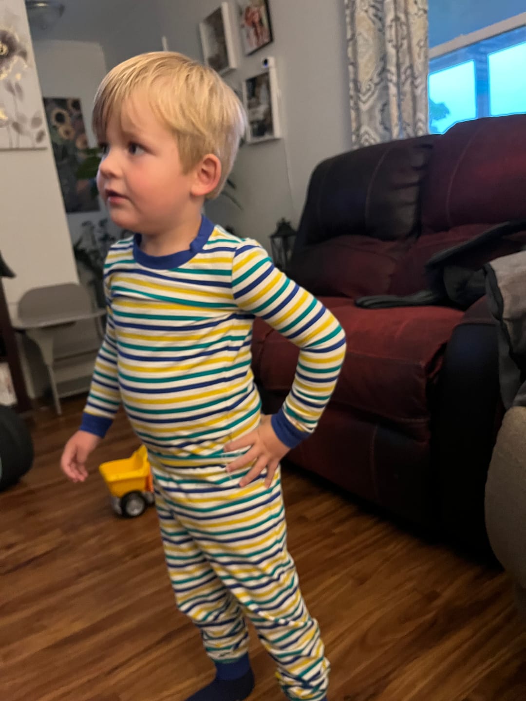 Customer photo review of Blue Multi Stripe Pajamas