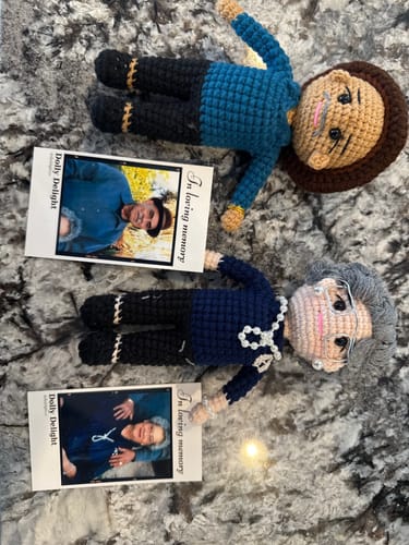 Customer photo review of Dolly® Personalized Crochet Doll with Photo Card