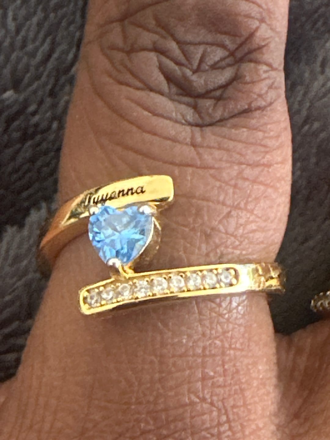 Customer photo review of Engraved Birthstone Ring