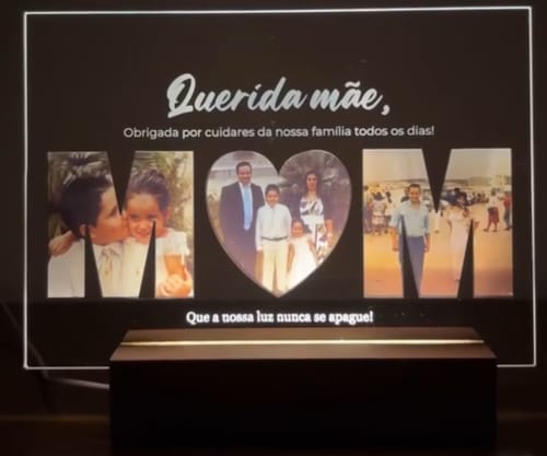 Customer photo review of Lâmpada "M-❤️-M" c/ 3 Fotografias - Dia da Mãe