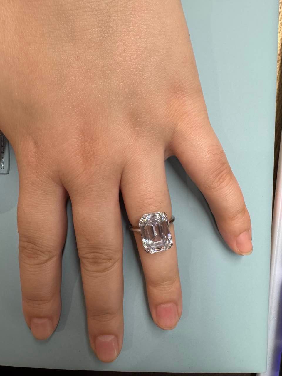Customer photo review of S925 5.0/11.5 Ct Emerald Cut Engagement Ring In Sterling Silver Classic Everyday Wearable Ring