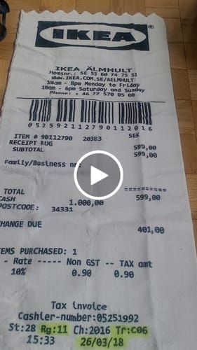 Customer photo review of RECEIPT RUG