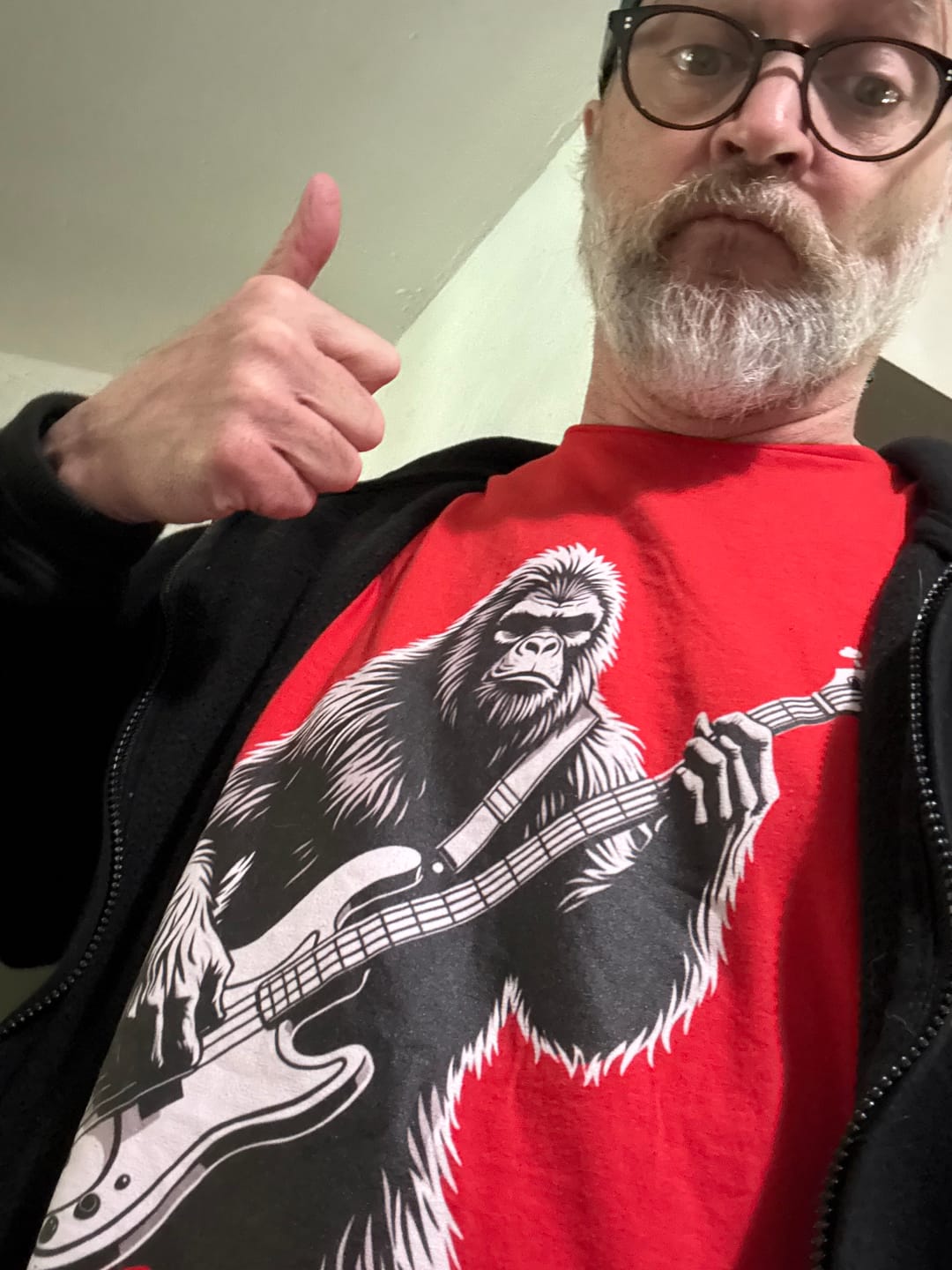 Customer photo review of Bigfoot Bass Player T-Shirt