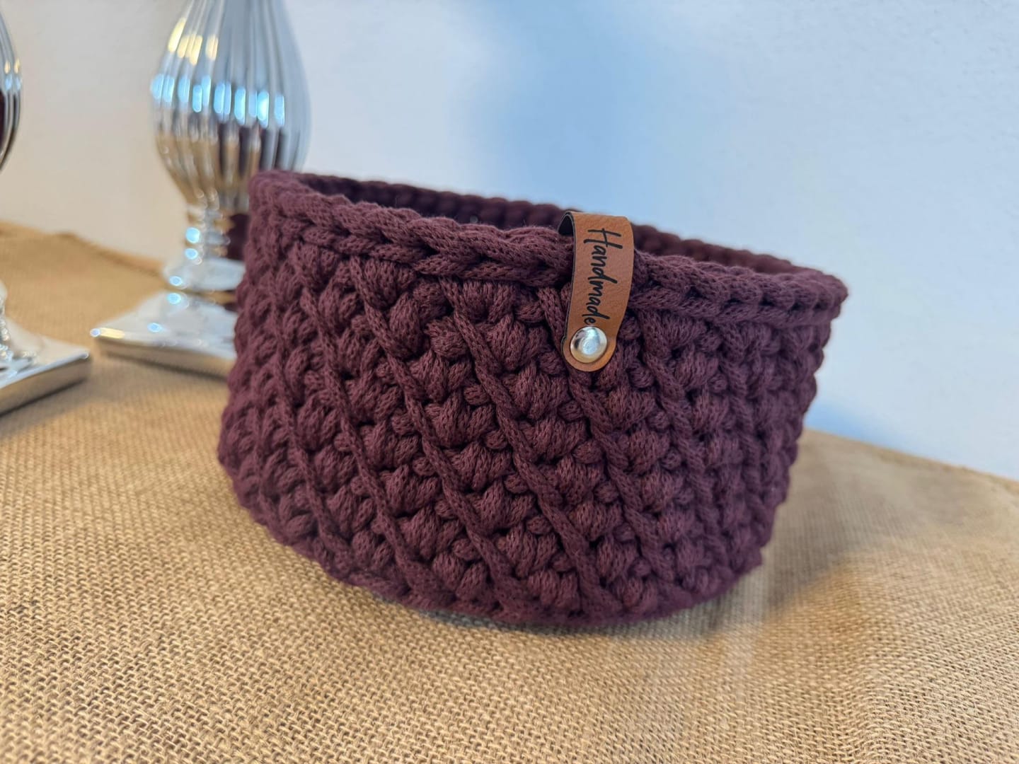 Customer photo review of Kunstleder Label HANDMADE für Häkelkörbe etc. - 90x15 mm - CS0018