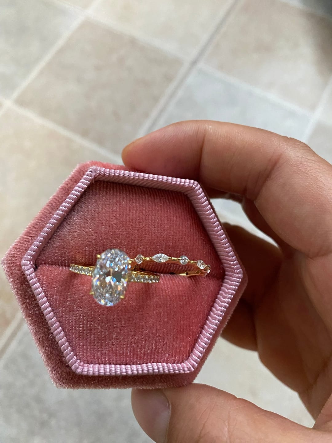 Customer photo review of S925 Attractive 2PC 2.5Ct Oval Cut Bridal Wedding Ring Set Stackable Ring Set For Daily Wear