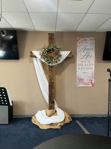 Customer photo review of Honor Her X-Stand Banner