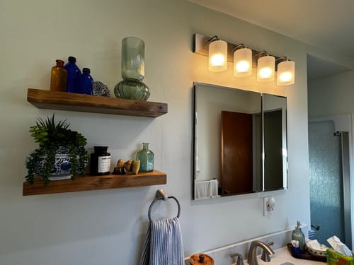 Customer photo review of Rustic Floating Shelves