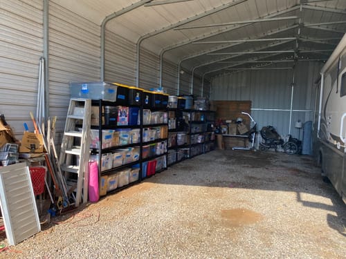 Customer photo review of REIBII Garage Shelving 60"W Adjustable Heavy Duty Metal Shelving Rust-Resistant Garage Organization for Warehouse, Basement,Workshop