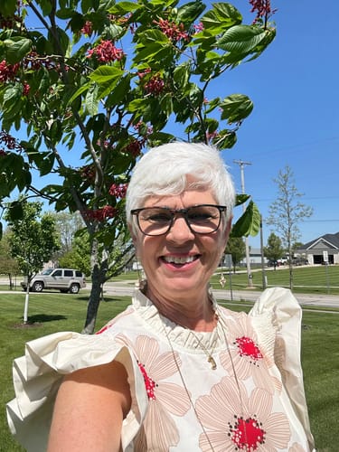 Customer photo review of Perfect Poppy Ruffle Trim Blouse