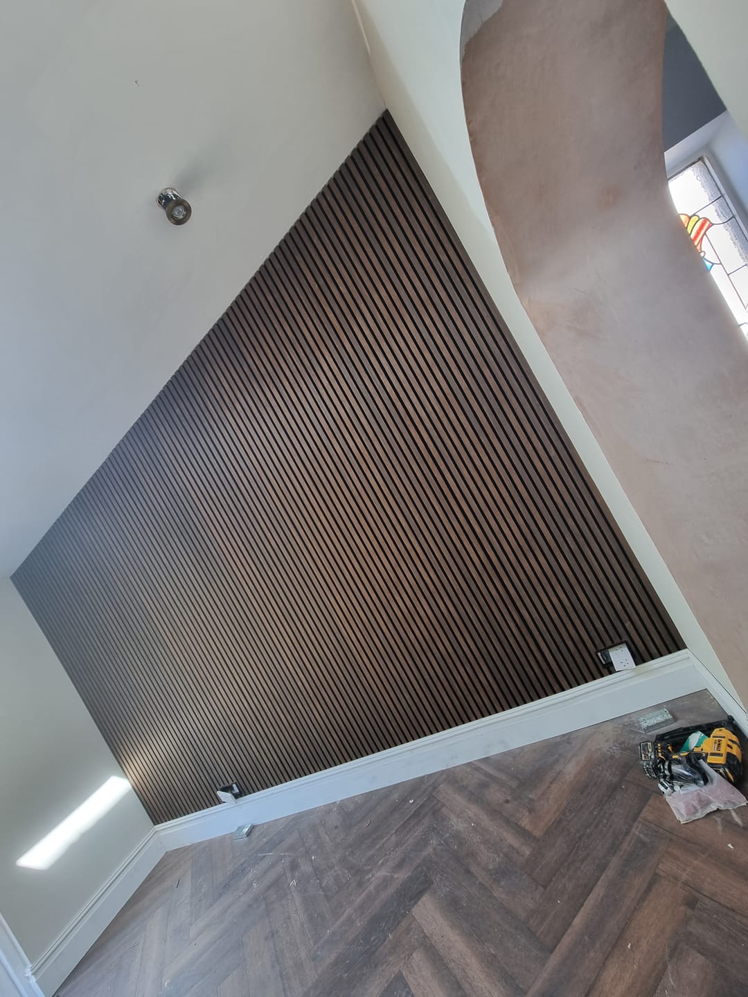 Customer photo review of Wooden Wall Panel | Smoked Oak | Premium 3-sided Wood Veneer