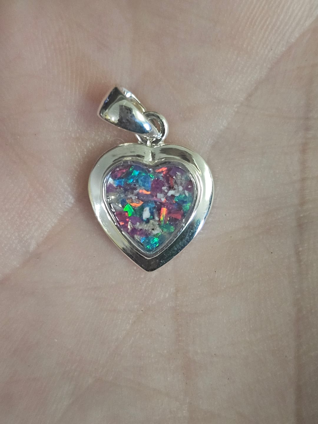 Customer photo review of Petite Bezelled Opal Heart