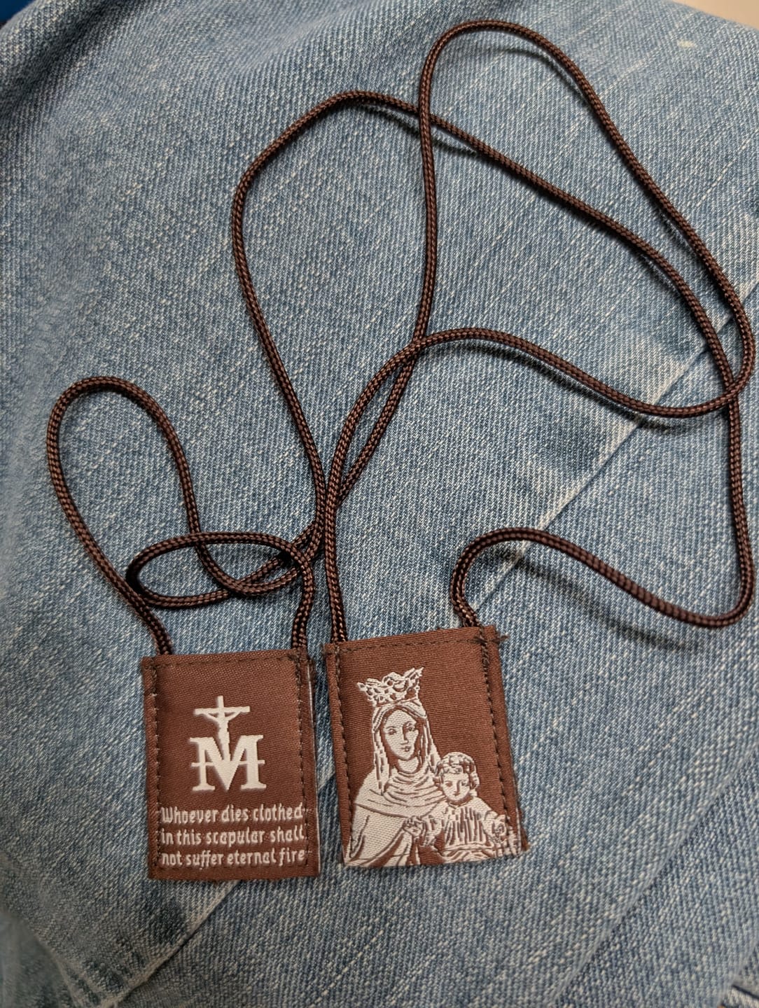 Customer photo review of OLMC Promise | Our Lady of Mt. Carmel Premium Brown Scapular