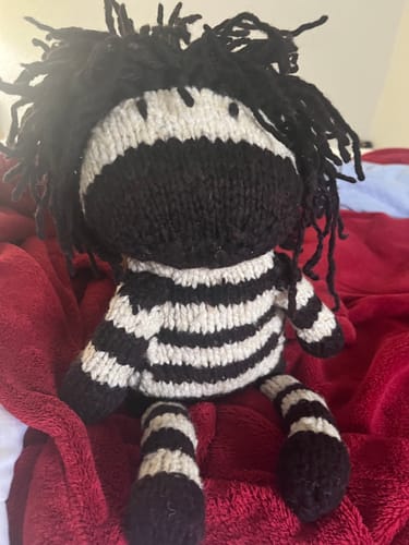 Customer photo review of Wool Knit Buddy  | Zachary the Zebra