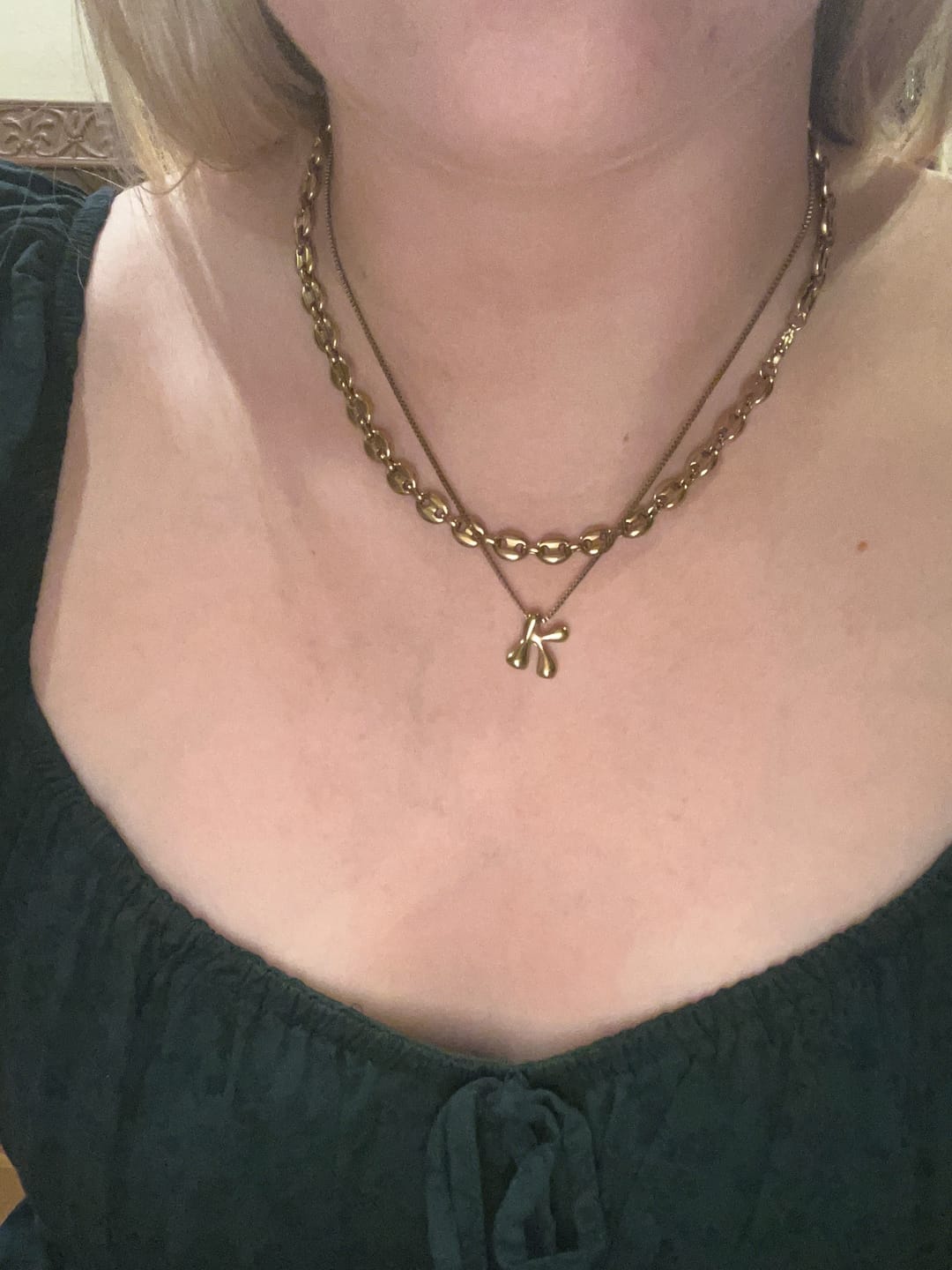 Customer photo review of Bubble Letter Necklace