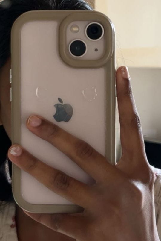 Customer photo review of 3D Glitter Silver Bow Transparent iPhone Case