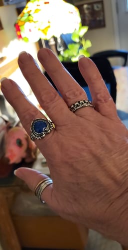 Customer photo review of Carolyn Pollack Southwestern Style Sterling Lapis Heart Ring Variety of Sizes