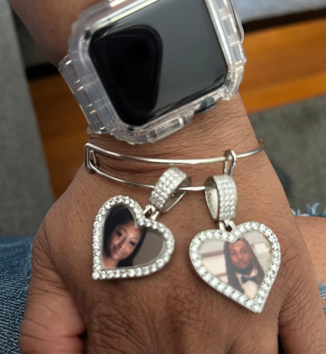 Customer photo review of Hearts Photo Bangle Bracelet