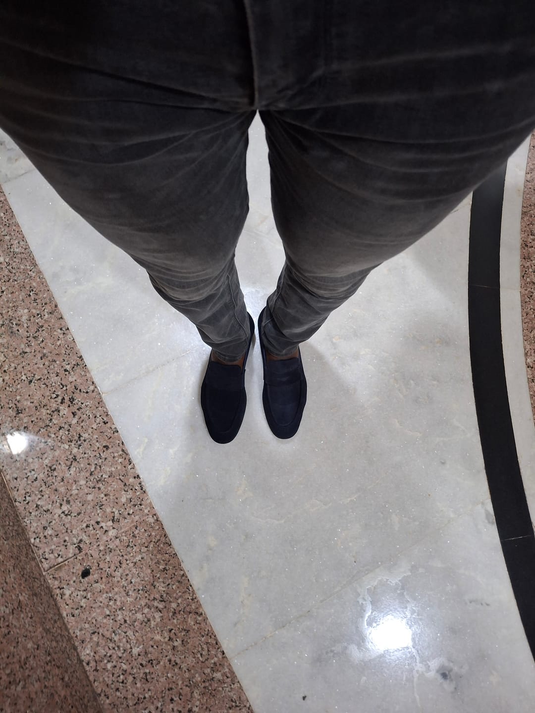 Customer photo review of Blue Suede Penny Loafers - Ultra-Flex