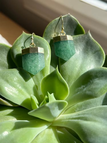 Customer photo review of Natural Green Aventurine Point Earrings