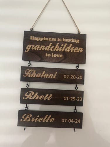 Customer photo review of Personalized Grandkids Hanging Sign (Engraved) Family Keepsake