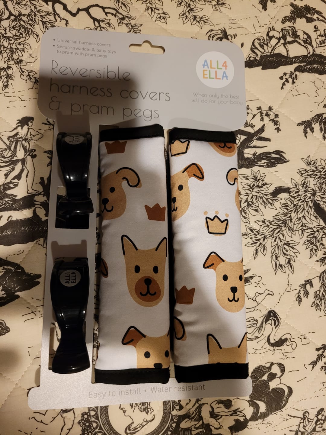 Customer photo review of All4Ella Pram Harness Cover & Pram Pegs