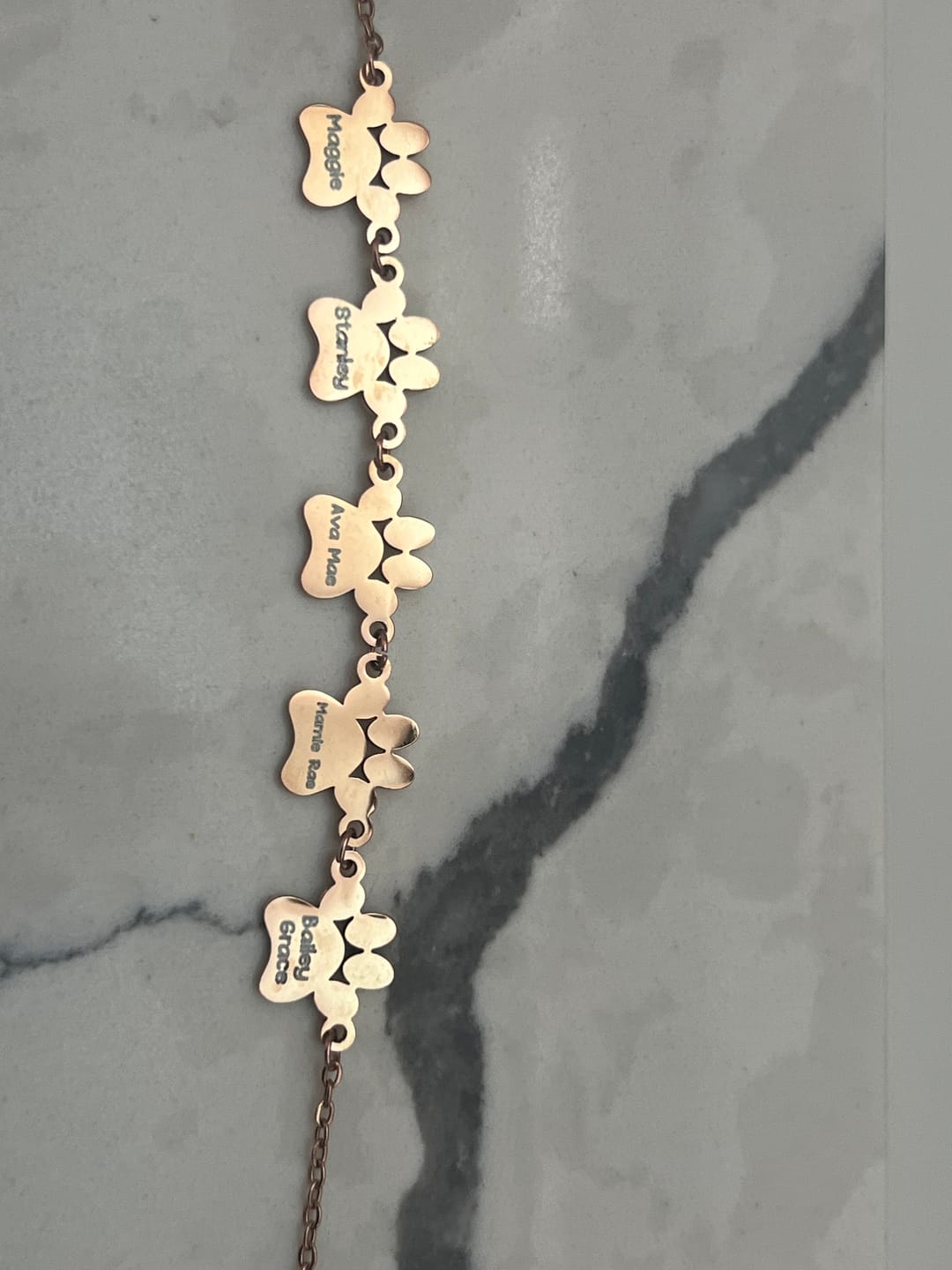 Customer photo review of Personalized Friendly Paw Name Bracelet