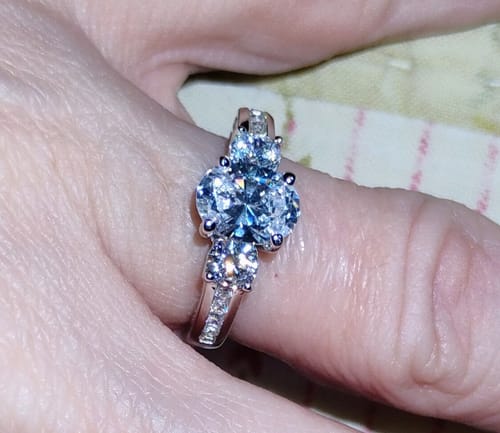 Customer photo review of 3-Stone 1.2ct Oval CZ Ring in Sterling Silver