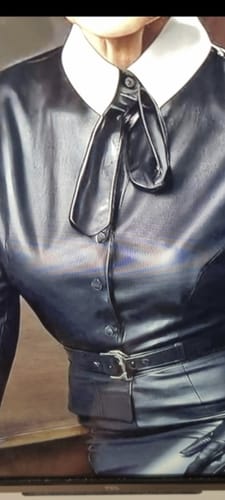 Customer photo review of Slim Fit Black Peter Pan Collar Sashes Patchwork Sheepskin Two Pieces Set Winter