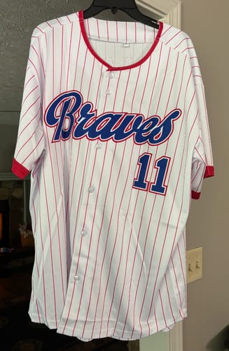 Customer photo review of Custom Mens Personalized Pinstripe Baseball Jersey Team Sport Uniforms