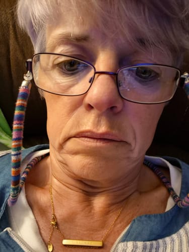 Customer photo review of 3cm Letter Bar Necklace in Gold Horizontal