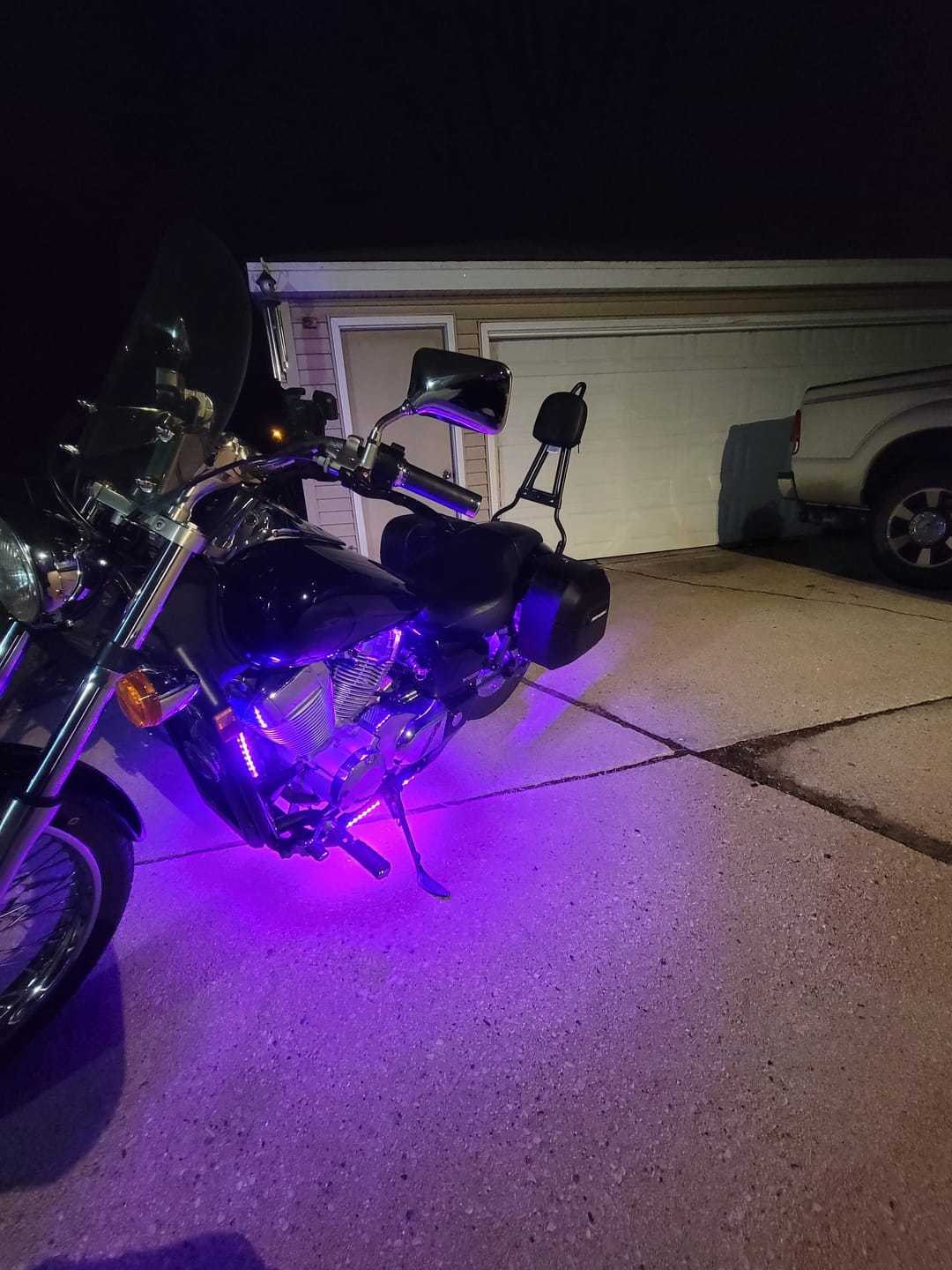 Customer photo review of Iron Born 25" Sissy Bar with Foldable Luggage Rack for Honda Shadow 750 Phantom Matte Black