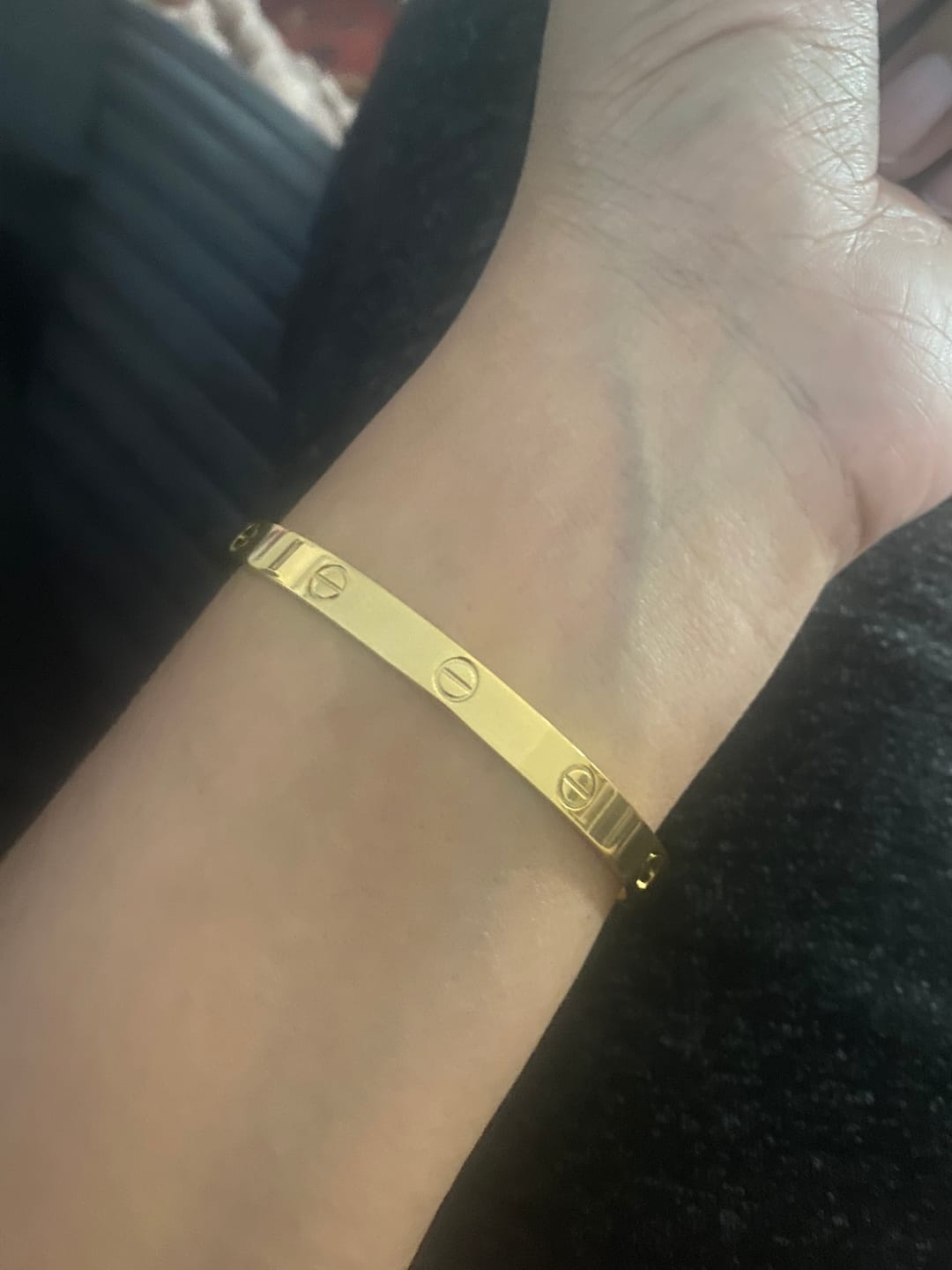 Customer photo review of Carmello Stainless Steel Bangle in Gold - 64mm