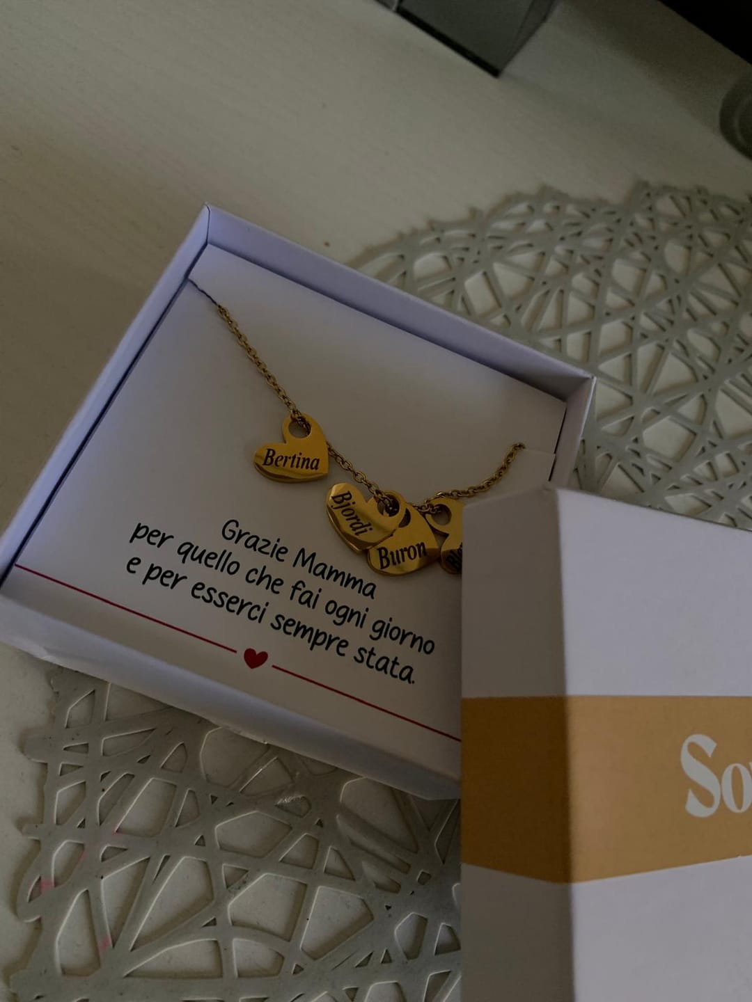Customer photo review of Collana Cuoricini con Nomi Incisi ✦ Cuori di Mamma