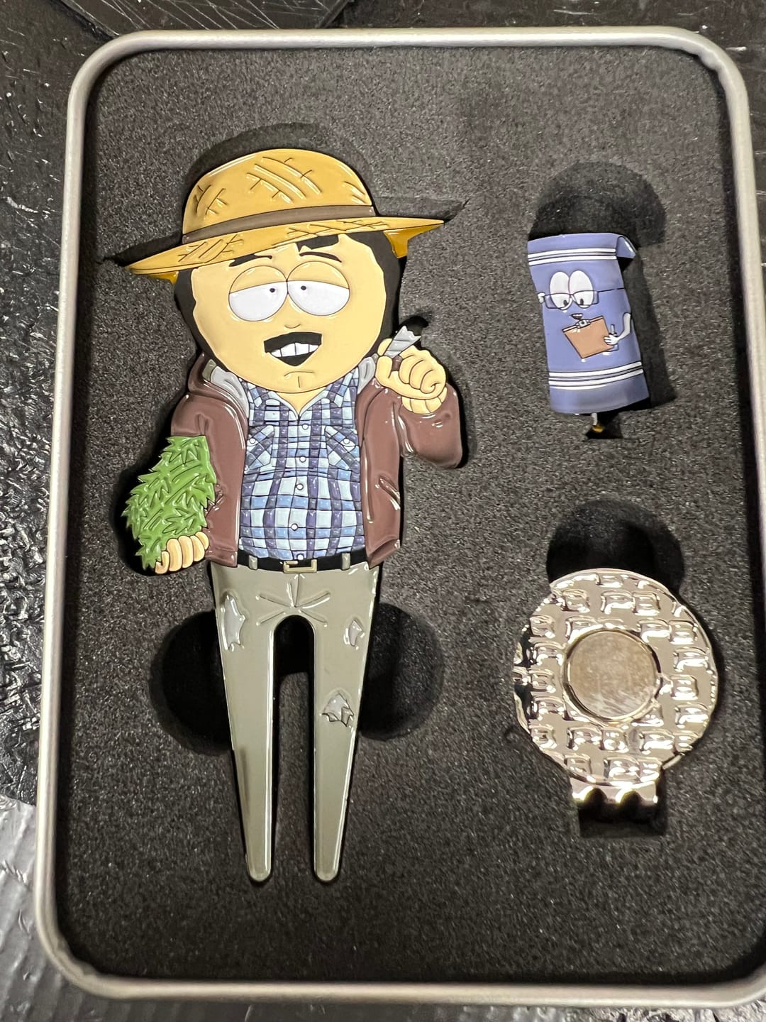 Customer photo review of [PRE ORDER] South Park 4/20 Bundle (Farmer Randy Divot Tool + LTD Towelie Ball Marker Set + Towelie Golf Towel)