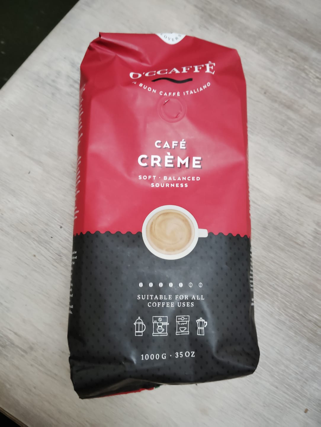 Customer photo review of Occaffe Grano Espresso Creme Rojo 1kg