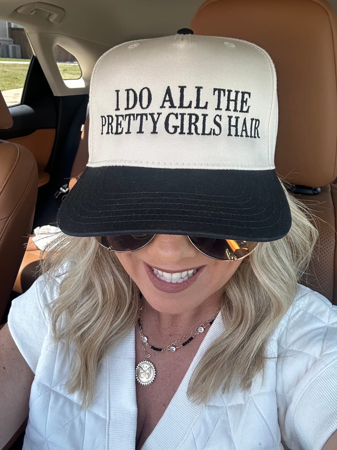 Customer photo review of I do all the pretty girls hair - Trucker Hat