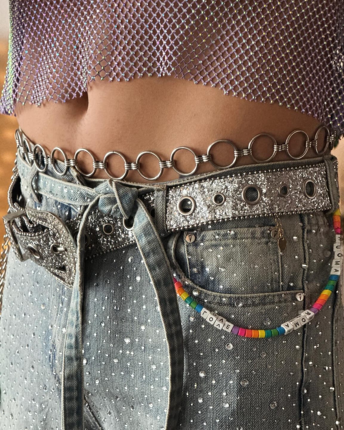 Customer photo review of Aelfric Eden Rhinestone Baggy Jeans