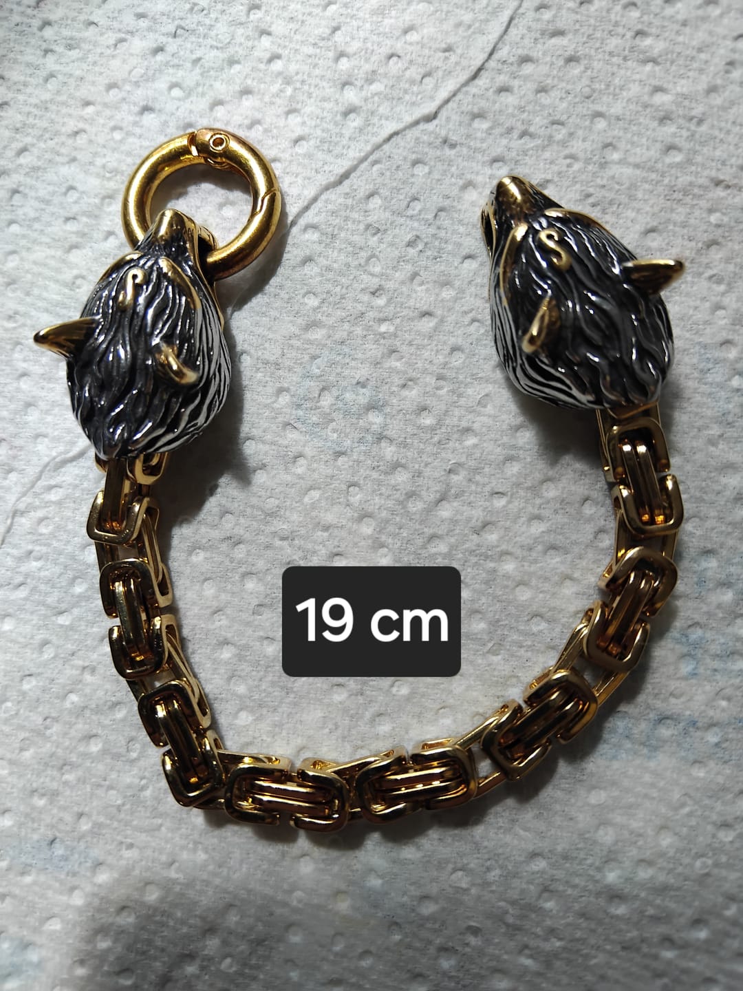 Customer photo review of Viking Wolf Head Bracelet