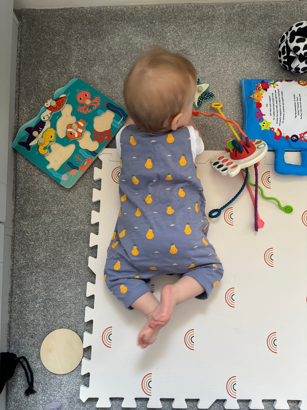 Customer photo review of Sunshine Pear Storytime Dungaree Shorts