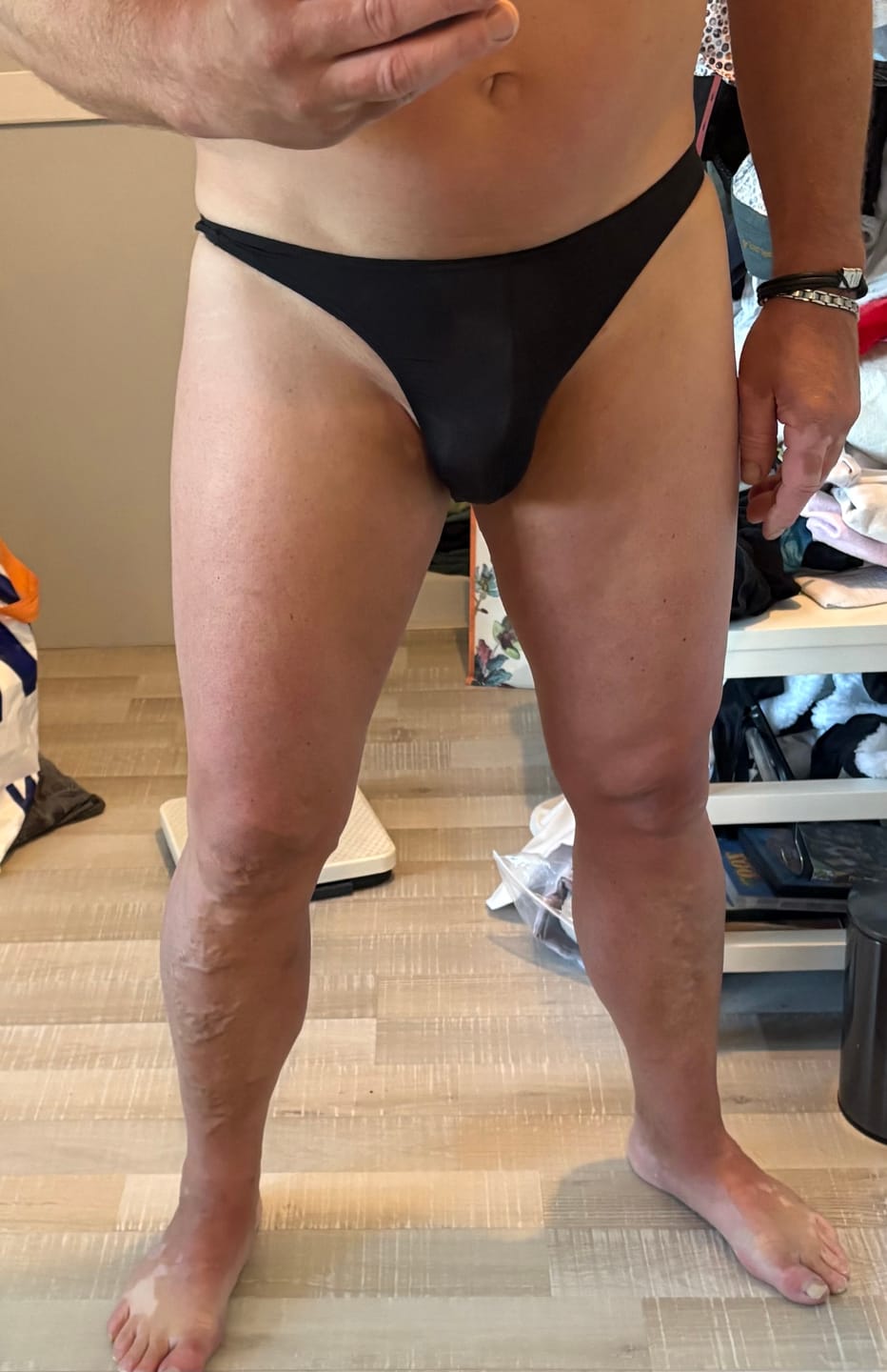 Customer photo review of 4 Pack Men's Sexy Pouch T-Back Thongs
